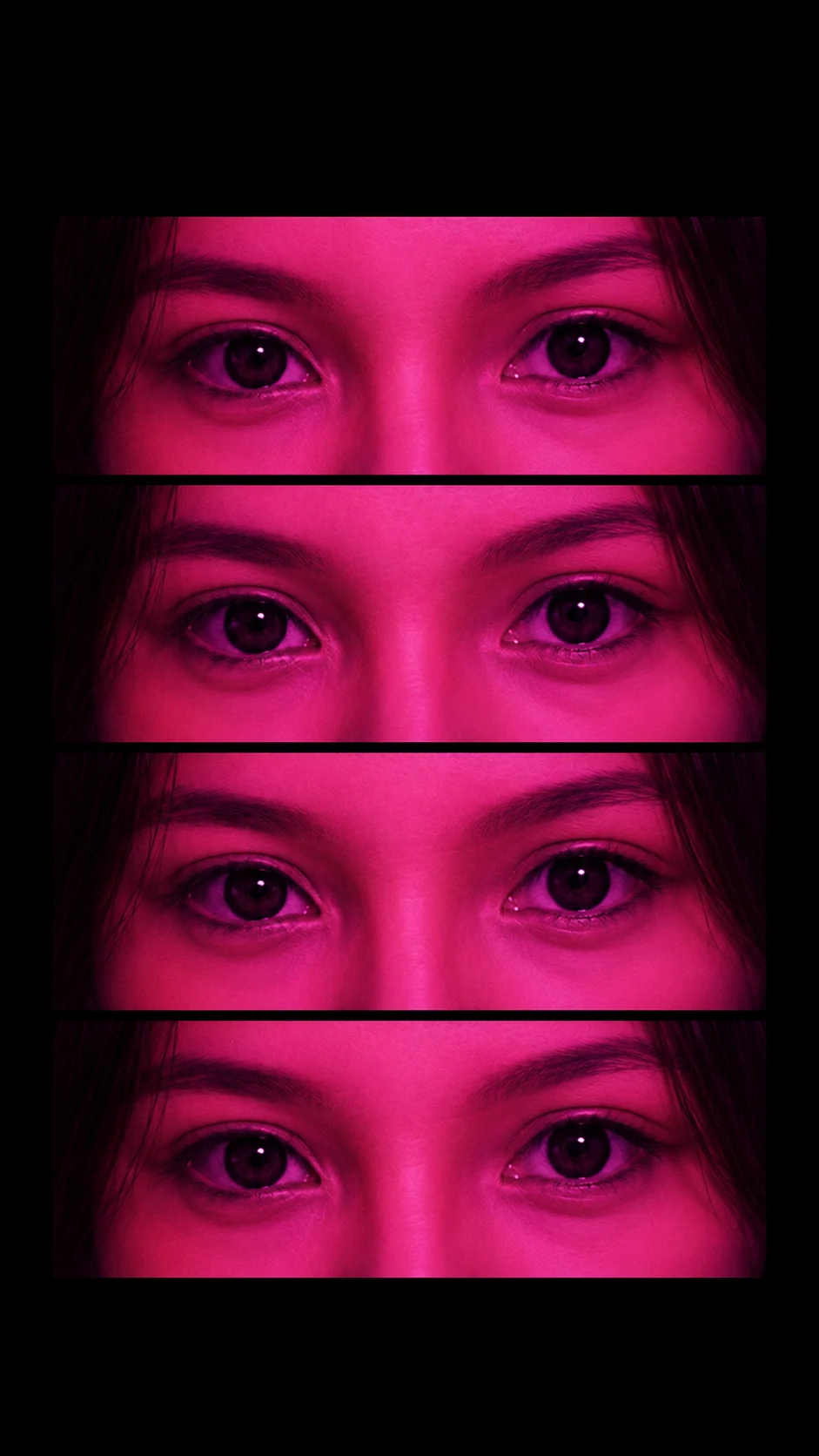 Composición artística de unos ojos en tonos fucsia